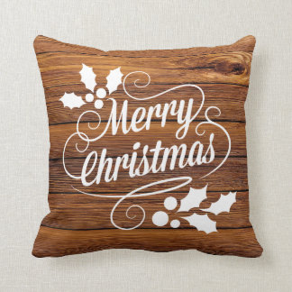 Rustic Barn Wood kersttypografie Kussen