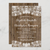 Rustic Barn Wood Lace Calligraphy Wedding Kaart (Voorkant / Achterkant)