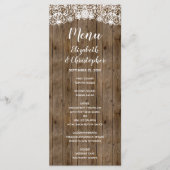 Rustic Barn Wood Lace Calligraphy Wedding Menu (Voorkant)