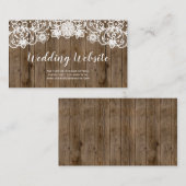 Rustic Barn Wood Lace Calligraphy Wedding Website Informatiekaartje (Voorkant / Achterkant)