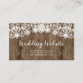 Rustic Barn Wood Lace Calligraphy Wedding Website Informatiekaartje (Voorkant)