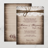 Rustic Barn Wood Lace Country Wedding Invitations Kaart (Voorkant / Achterkant)