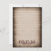 Rustic Barn Wood Lace Country Wedding Invitations Kaart (Achterkant)