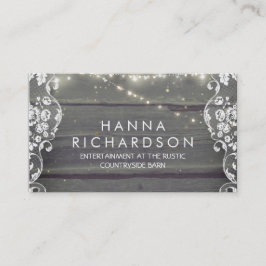 Rustic Barn Wood Lace en String Lights Visitekaartje