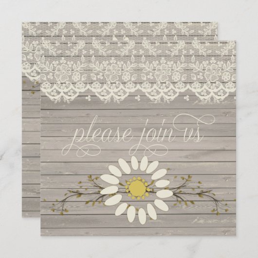 Rustic Barn Wood Lace Floral Post Wedding Kaart (Voorkant / Achterkant)