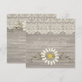 Rustic Barn Wood Lace Floral Post Wedding Kaart