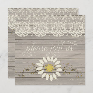 Rustic Barn Wood Lace Floral Post Wedding Kaart
