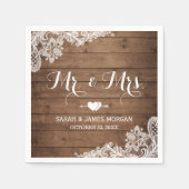 Rustic Barn Wood Lace Mr en Mrs Wedding Servet (Voorkant)