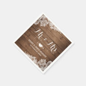 Rustic Barn Wood Lace Mr en Mrs Wedding Servet (Hoek)