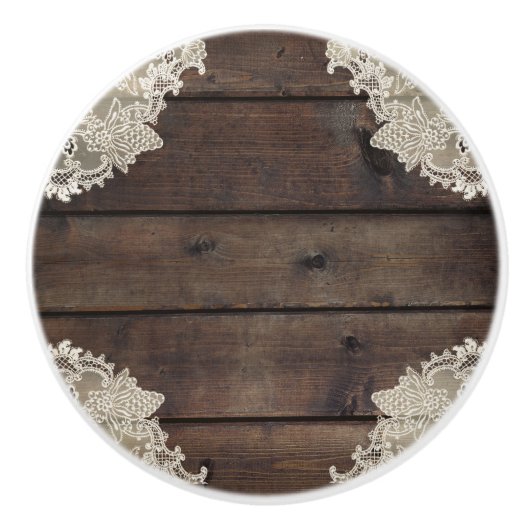 Rustic Barn Wood & Lace Romantic Elegant Bedroom Keramische Knop (Voorkant)