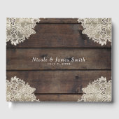 Rustic Barn Wood & Lace Romantic Elegant Wedding Gastenboek (Voorkant)