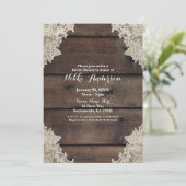 Rustic Barn Wood & Lace Romantic Elegant Wedding Kaart (Staand voorkant)