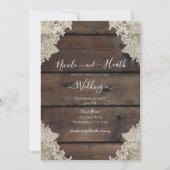 Rustic Barn Wood & Lace Romantic Elegant Wedding Kaart (Voorkant)