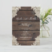 Rustic Barn Wood & Lace Romantic Elegant Wedding Kaart (Staand voorkant)