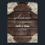 Rustic Barn Wood & Lace Romantic Elegant Wedding Poster<br><div class="desc">Pas aan met om het even welke tekst. Overeenkomende objecten in mijn winkel.</div>