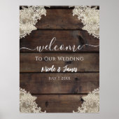Rustic Barn Wood & Lace Romantic Elegant Wedding Poster (Voorkant)