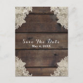 Rustic Barn Wood & Lace Romantic Save the Date Aankondigingskaart (Voorkant)