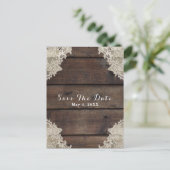 Rustic Barn Wood & Lace Romantic Save the Date Aankondigingskaart (Staand voorkant)