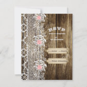 Rustic Barn Wood & Lace RSVP-kaart RSVP Kaartje (Achterkant)