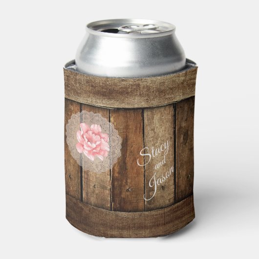 Rustic Barn Wood & Lace Wedding Favor Blikjeskoeler (Blikje Voorkant)