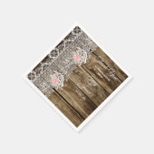 Rustic Barn Wood & Lace Wedding Paper Servet (Hoek)