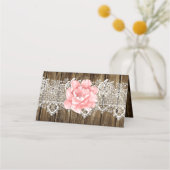 Rustic Barn Wood & Lace Wedding Plaatskaartje (Achterkant)