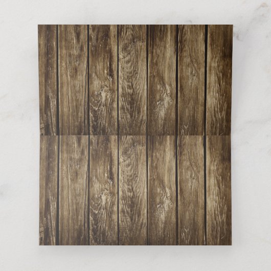 Rustic Barn Wood & Lace Wedding Plaatskaartje (Binnenkant ongevouwen)