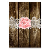 Rustic Barn Wood & Lace Wedding Table Number Kaart (Achterkant)