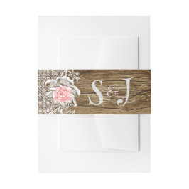 Rustic Barn Wood & Lace Wedding Uitnodigingen Wikkel