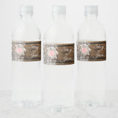 Rustic Barn Wood & Lace Wedding Waterfles Etiket (Flessen)