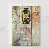 Rustic Barn Wood & Lantern 50th Birthday Party Kaart (Voorkant)