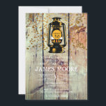 Rustic Barn Wood & Lantern 50th Birthday Party Kaart<br><div class="desc">Rustic shiplap weende schuur en lantaarn met confetti; boerderij om op uitnodiging van een vijftigste verjaardagsfeestje picknick te laten zien. Voor een buitenpicknick in het veld, op het boerderij, op de schuurtuin of in de cabine, met vrienden en familie, en goed voedsel. Pas je gegevens aan. Personaliseer je voor een...</div>