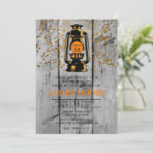 Rustic Barn Wood & Lantern 50th Birthday Party Kaart (Staand voorkant)