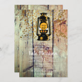 Rustic Barn Wood & Lantern 60th Birthday Party Kaart (Voorkant / Achterkant)
