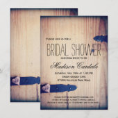 Rustic Barn Wood Latch Bridal Shower Invitations Kaart (Voorkant / Achterkant)