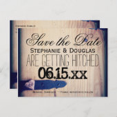 Rustic Barn Wood Latch Save the Date Briefkaarten (Voorkant / Achterkant)