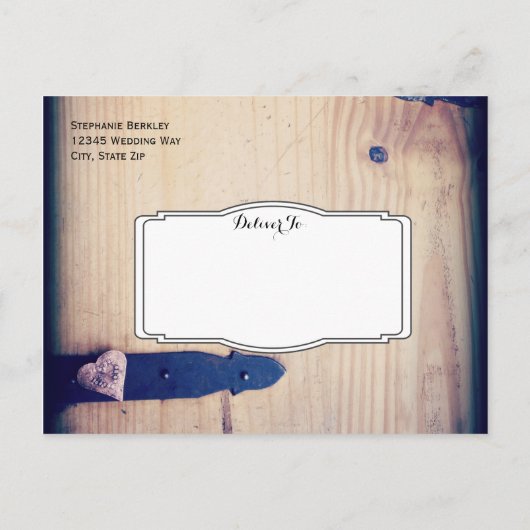 Rustic Barn Wood Latch Save the Date Briefkaarten (Achterkant)