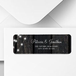 Rustic barn wood lights wedding return address etiket