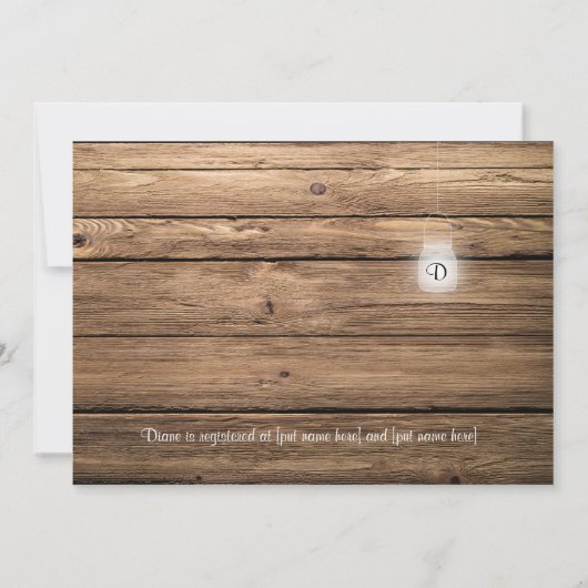 Rustic Barn Wood Mason Jar Lights Vrijgezellenfees Kaart (Achterkant)