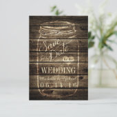 Rustic Barn Wood Mason Jar Save the Date (Staand voorkant)