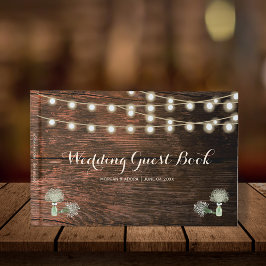 Rustic Barn Wood Mason Jar String Lights Wedding Gastenboek