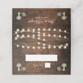 Rustic Barn Wood Mason Jar String Lights Wedding Plaatskaartje (Buitenkant ongevouwen)