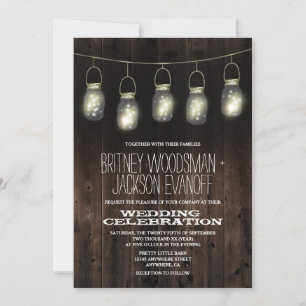 Rustic Barn Wood Mason Jar Wedding Invitations Kaart