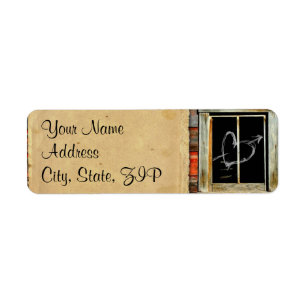 Rustic Barn Wood met graffiti Heart Jubileum Etiket