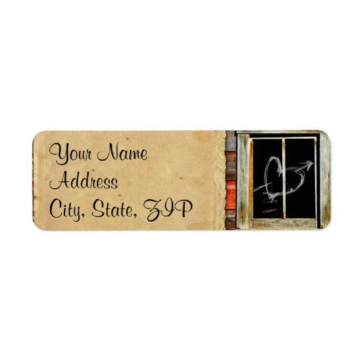Rustic Barn Wood met graffiti Heart Jubileum Etiket (Voorkant)