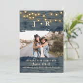 Rustic Barn Wood Monogram Foto Opslaan van de Datu Kaart (Staand voorkant)
