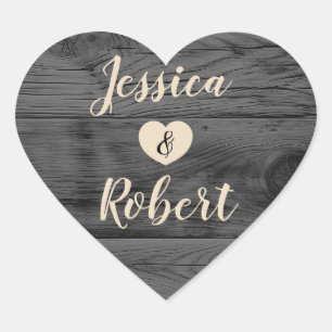 Rustic Barn Wood Monogram Hart Wedding Sticker