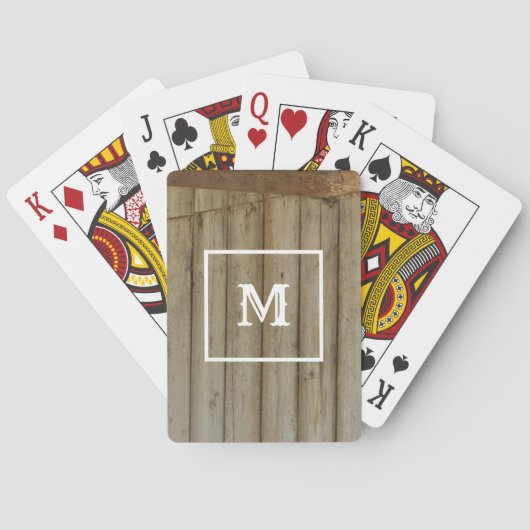 Rustic Barn Wood, Monogram, Western Pokerkaarten (Achterkant)