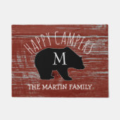 Rustic Barn Wood Monogrammed Beer | Happy Campers Deurmat (Voorkant)