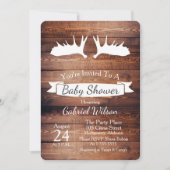 Rustic Barn Wood & Moose Antler Baby shower Kaart (Voorkant)
